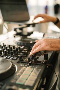 Professional DJing in detail: Hands on the decks during the live set of DJ Markus Rosenbaum for the 10th anniversary of Heroic Labs in Cologne.