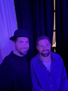 Event DJ Markus Rosenbaum poses with presenter Klaas Heufer-Umlauf at the 10th anniversary of the Toni Kroos Foundation at Lofthaus Düsseldorf.